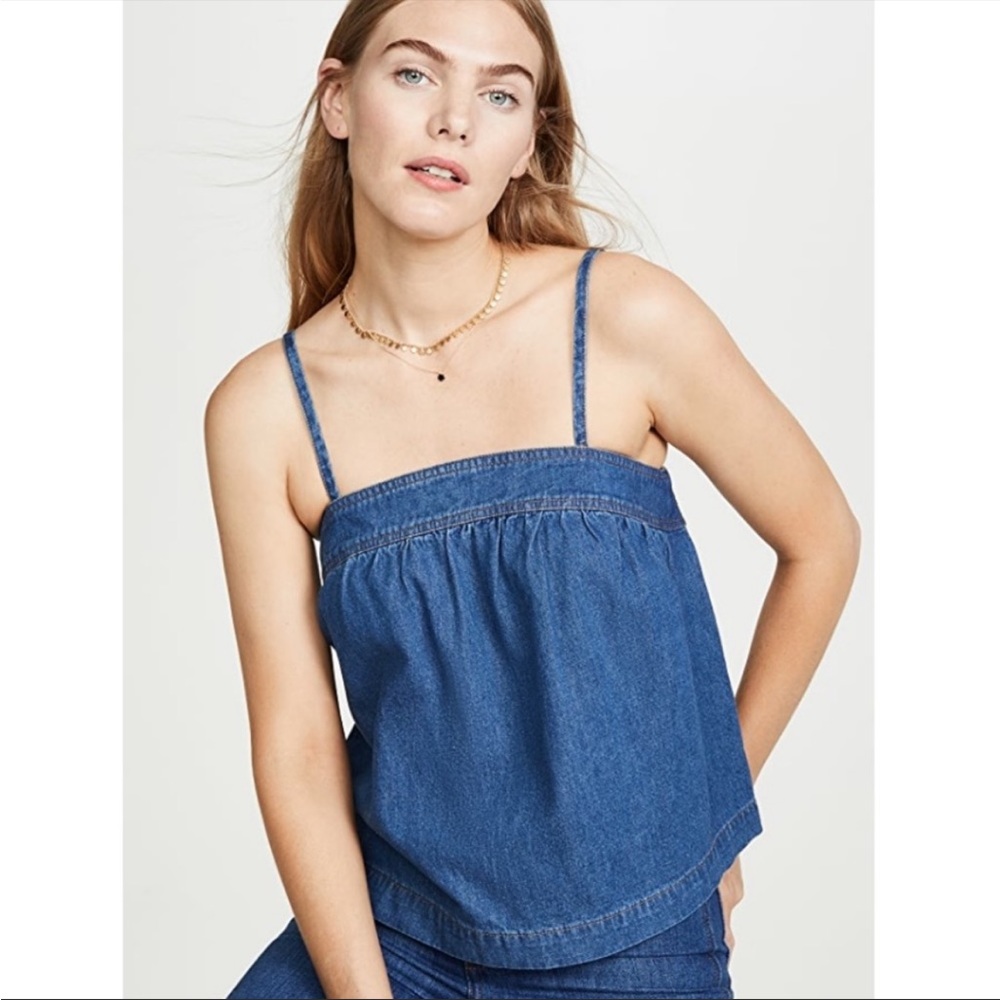 Madewell denim top with adjustable bow and straps, XL new with tags